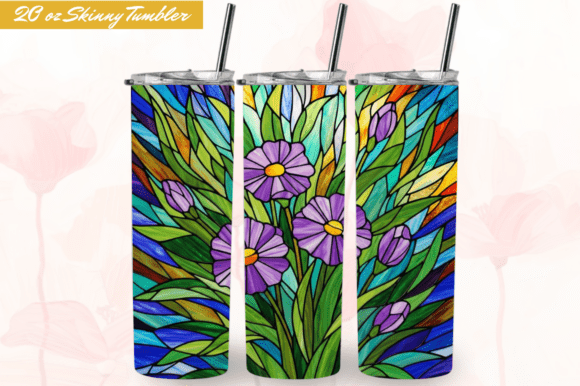 Download Stained Glass Lavender Flowers Tumbler - Flower Collection