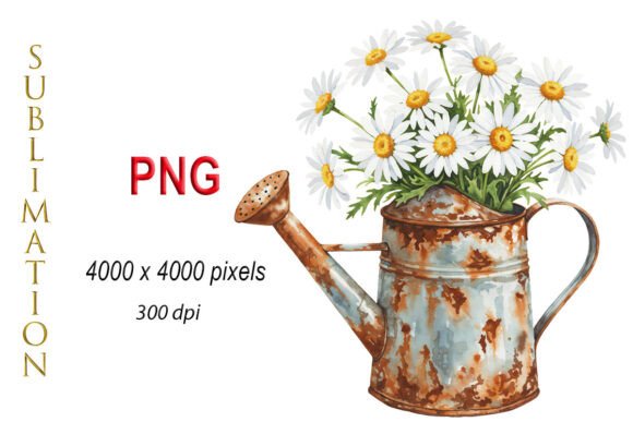 Download Daisies, Watercolor Flowers in Can PNG - Flower Collection