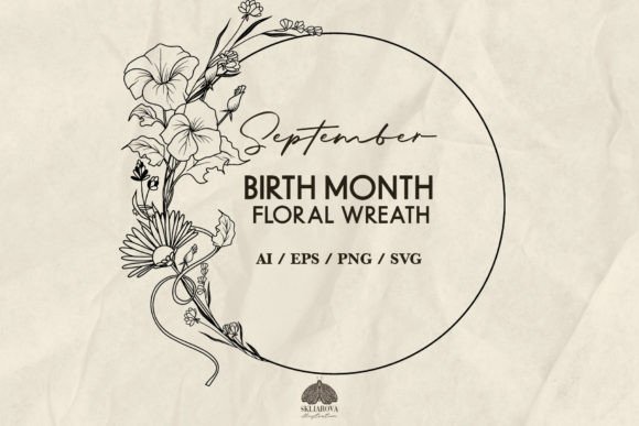Download September Birth Month Flower Wreath SVG - Flower Collection