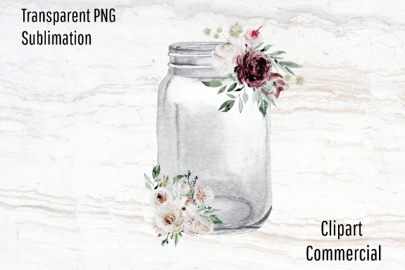 Download Mason Jar Clipart Watercolor Flowers PNG - Flower Collection