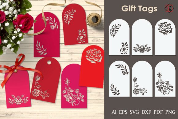 Download Tags with Cut-out Flowers. SVG Files - Flower Collection