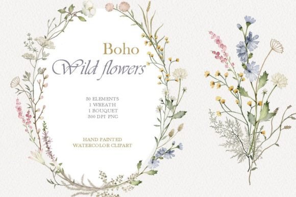 Download Wildflower Watercolor Floral Clipart - Flower Collection
