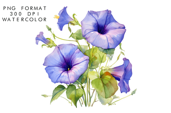 Download Watercolor Morning Glory Flower - Flower Collection