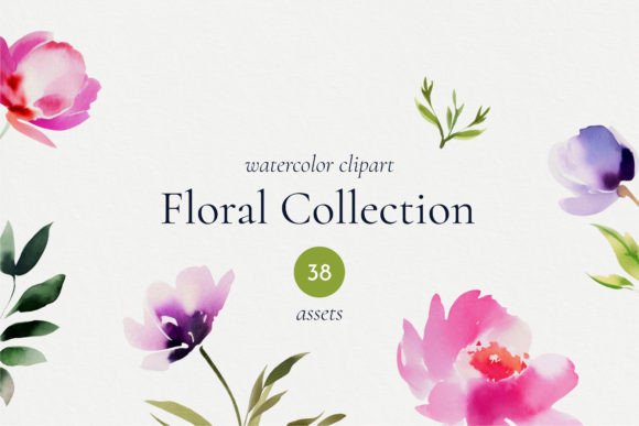 Download Watercolor Floral Set. Flower Clip Art - Flower Collection