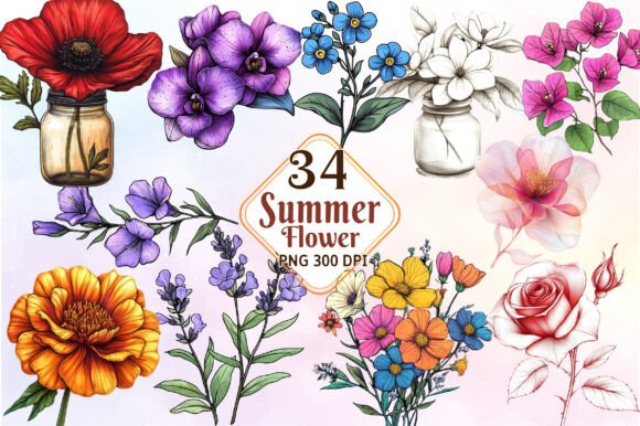 Download Watercolor Summer Flower Clipart - Flower Collection