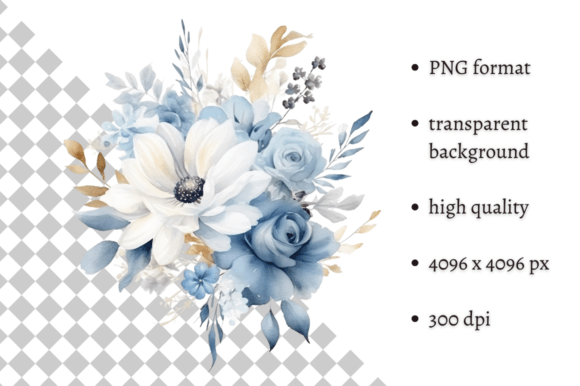 Download Dusty Blue Flowers PNG Illustration - Flower Collection