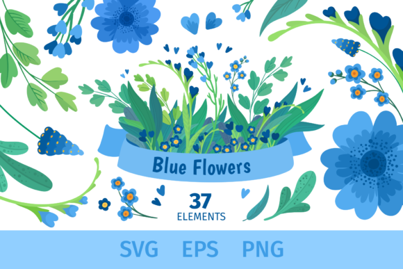 Download Blue Flowers Clipart for Mother's Day - Flower Collection