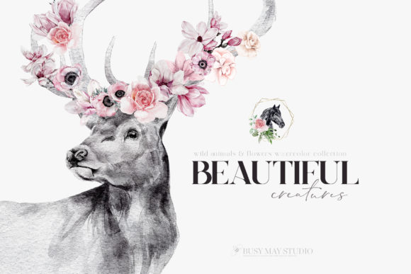 Download Watercolor Animal Portraits and Flowers - Flower Collection