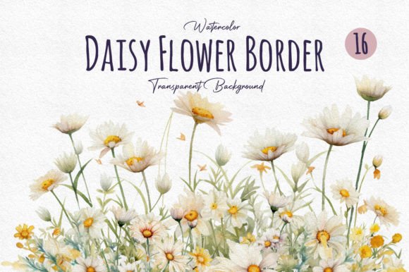 Download Watercolor Daisy Flower Border Clipart - Daisy Collection