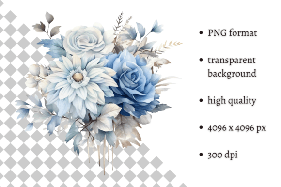 Download Dusty Blue Flowers PNG Illustration - Flower Collection