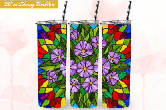 Download Stained Glass Lavender Flowers Tumbler - Flower Collection
