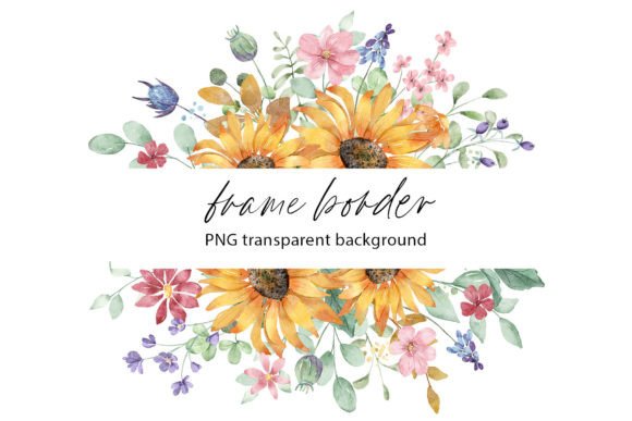 Download Sunflower Border, Watercolor Flowers PNG - Flower Collection
