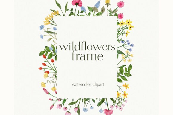 Download Watercolor Wildflower Wreath Clipart - Flower Collection