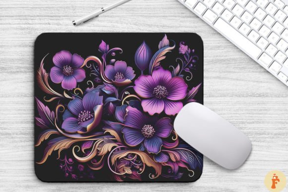 Download Vintage Elegant Purple Flowers Mouse Pad - Flower Collection
