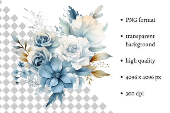 Download Dusty Blue Flowers PNG Illustration - Flower Collection