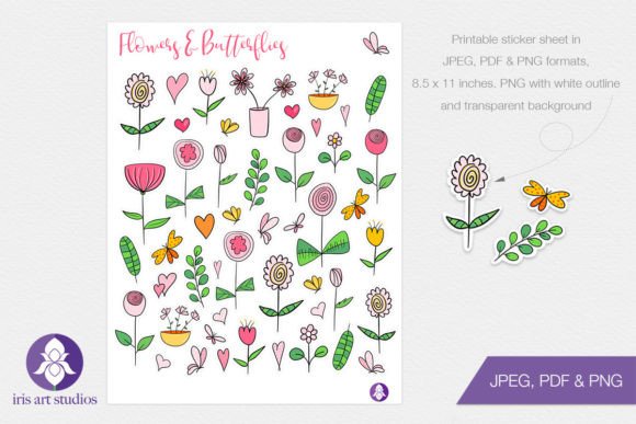 Download Printable Flowers &amp; Butterflies Stickers - Flower Collection