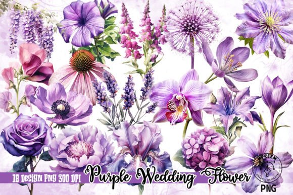 Download Watercolor Purple Wedding Flower Clipart - Flower Collection
