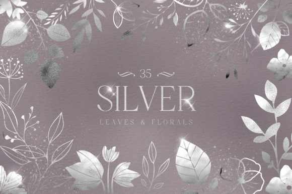 Download Silver Foil Leaves Flowers Florals PNG - Flower Collection