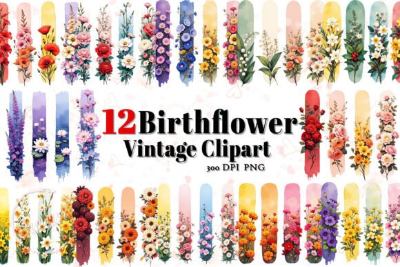 Download Vintage Birth Flowers Illustration PNG - Flower Collection