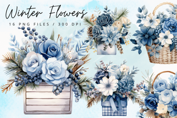 Download Blue Flowers Watercolor Clipart - Blue flowers watercolor Collection
