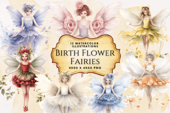 Download Birth Flower Fairy Clipart Watercolor - Flower Collection