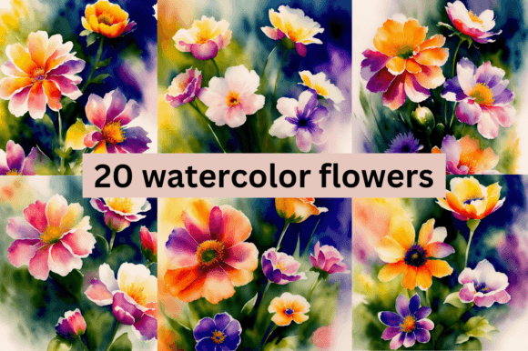 Download 20 Watercolor Flowers Bundle - Flower Collection
