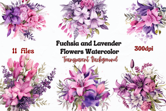 Download Fuchsia and Lavender Flowers Watercolor - Lavender flowers watercolor Collection