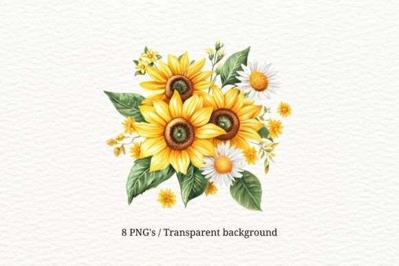 Download 8 PNGs Sunflower Daisy Bouquet Clipart - Daisy Collection
