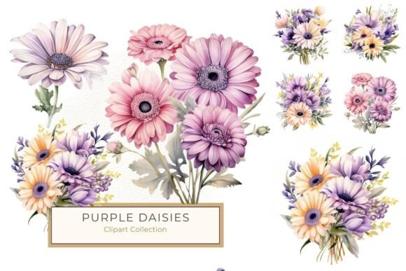 Download Purple Gerbera Daisy Bouquet Clipart - Daisy Collection