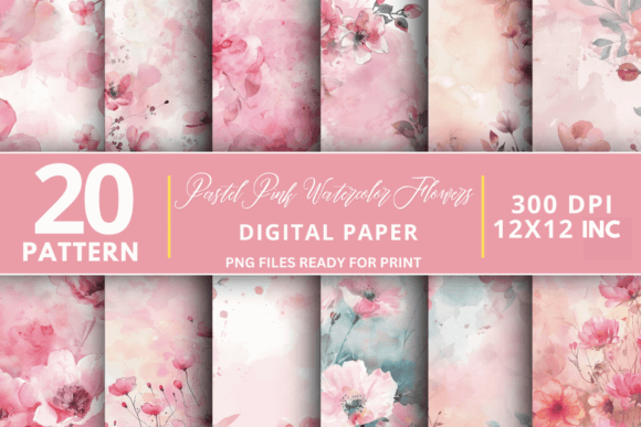 Download Pastel Pink Watercolor Flowers Bundle - Flower Collection