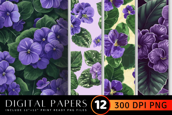 Download African Violet Flowers Digital Paper - Flower Collection