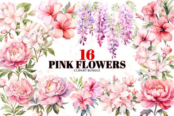 Download Watercolor Pink Flowers Sublimation PNG - Flower Collection