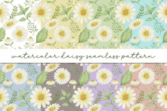 Download Watercolor Daisy Seamless Pattern - Daisy Collection