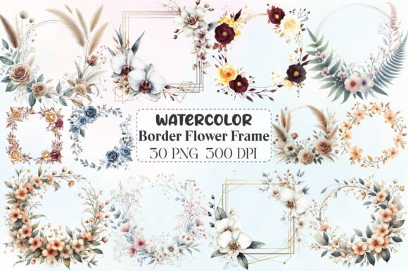 Download Floral Border Watercolor Flower Frame - Flower Collection