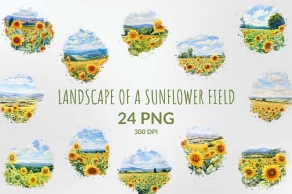 Download Watercolor Sunflower Field Sublimation - Flower Collection