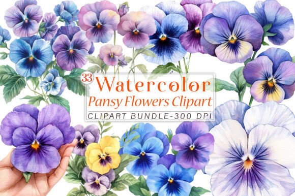 Download Watercolor Pansy Flowers Clipart - Flower Collection