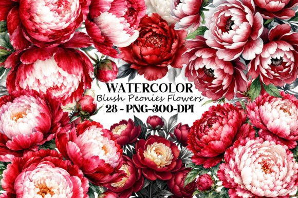Download Watercolor Blush Peonies Flowers PNG - Flower Collection