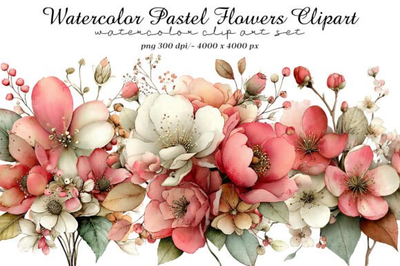 Download Watercolor Pastel Flowers Clipart - Flower Collection