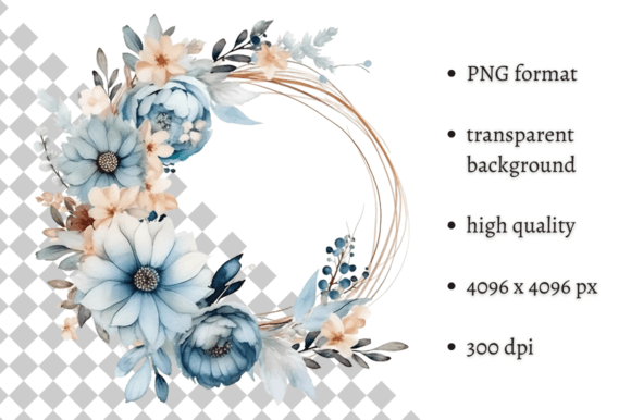Download Dusty Blue Flowers PNG Illustration - Flower Collection