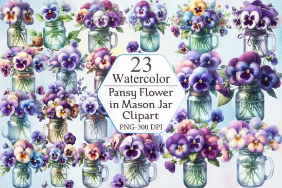 Download Pansy Flower in Mason Jar Sublimation - Flower Collection