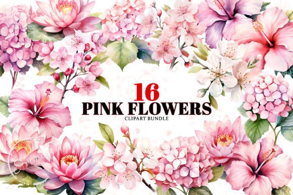 Download Watercolor Pink Flowers Sublimation - Flower Collection
