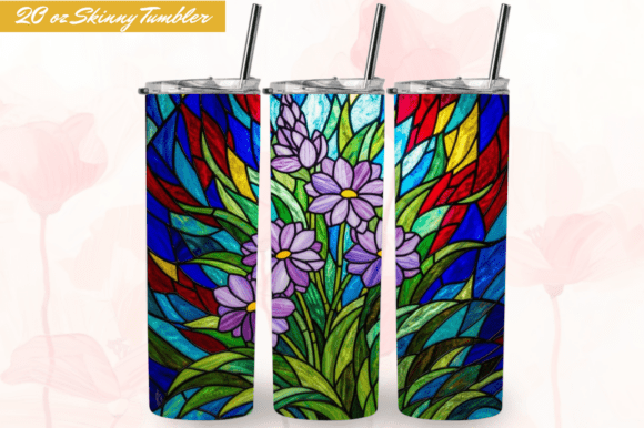 Download Stained Glass Lavender Flowers Tumbler - Flower Collection