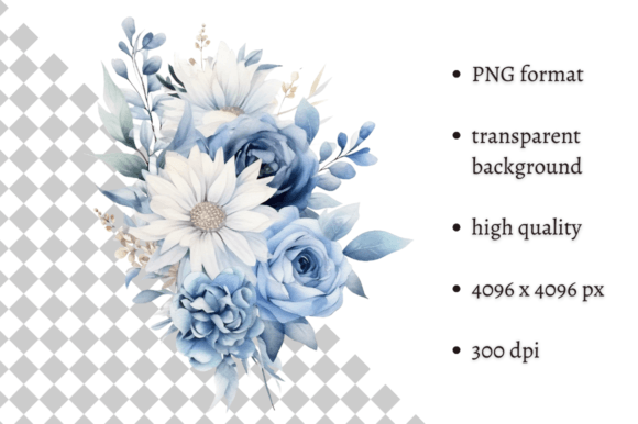 Download Dusty Blue Flowers PNG Illustration - Flower Collection