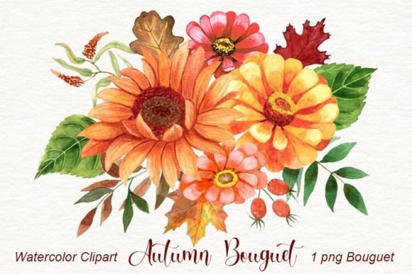 Download Watercolor Autumn Flower Bouquet - Flower Collection