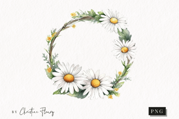 Download Watercolor Daisy Wreath Clipart - Daisy Collection