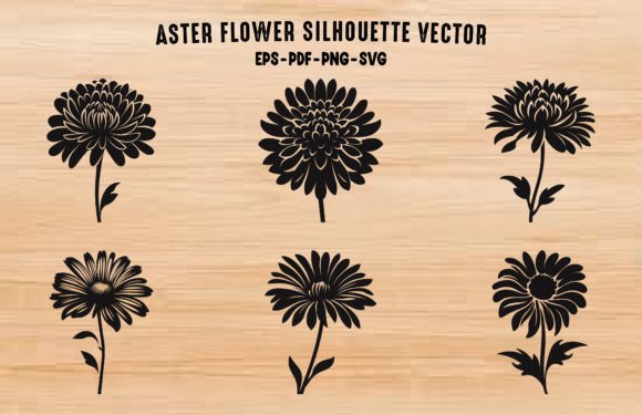 Download Aster Flower Vector Black Silhouette Set - Flower Collection