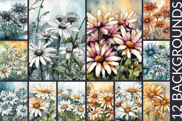 Download Daisies Watercolor &amp; Ink Background - Daisies watercolor Collection