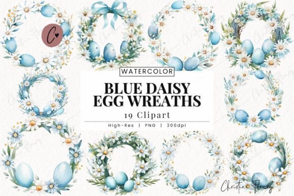 Download Blue Daisy Egg Wreath Clipart, Easter - Daisy Collection