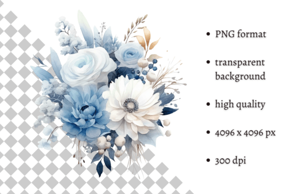 Download Dusty Blue Flowers PNG Illustration - Flower Collection