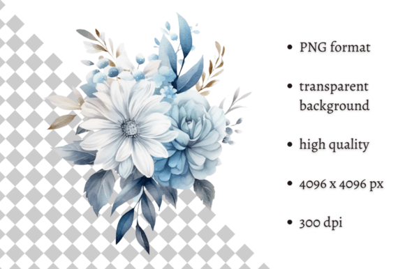 Download Dusty Blue Flowers PNG Illustration - Flower Collection